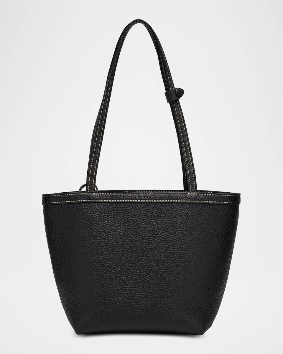 Park Medium Topstitched Tote Bag in Pebbled Leather